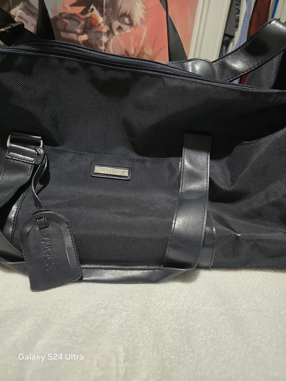 Versace Black Travel Duffel Bag for Men